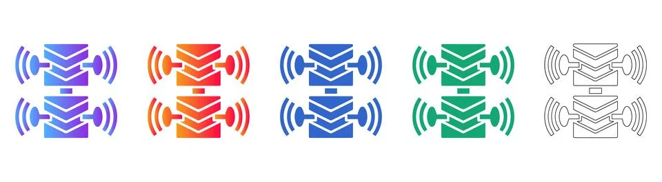Data Transmission Network Node Icons 스톡 일러스트