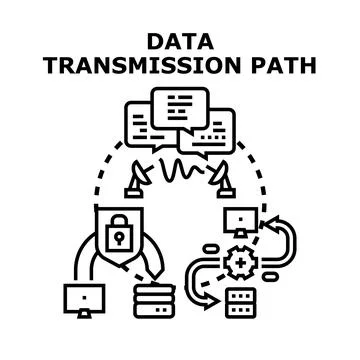 Data transmission path concept with secure network and storage Stockillustratie