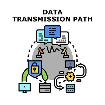 Data transmission path concept with secure network and storage Stock Illustration