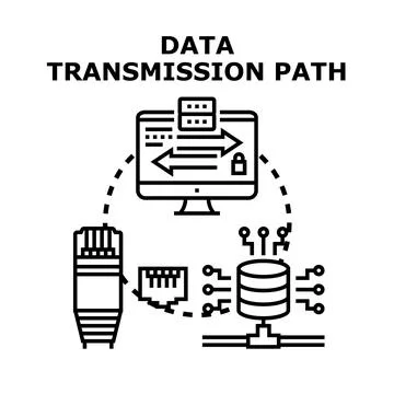 Data transmission path secure online connection concept Stock Illustration
