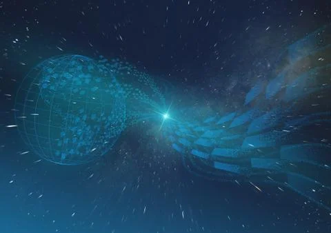 Data transmission from the planet Earth to outer space on other planets and g Stock Photos