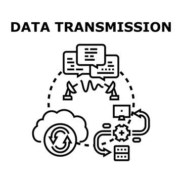 Data transmission process in digital information exchange Stock Illustration