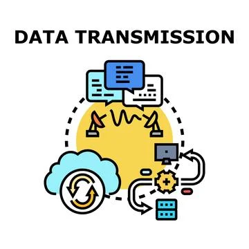 Data transmission process in digital information exchange 库存插图