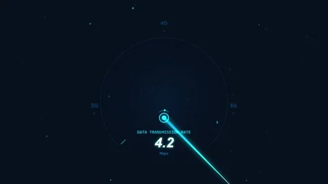 Data transmission rate speed test animation, 3G 4G 5G network speedometer 库存影片 344232487