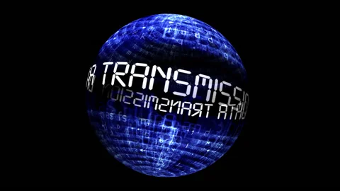 Data transmission on rotating sphere Stock Footage 159312617