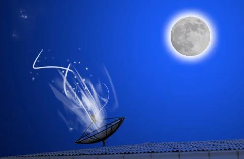 Data transmission  from the satellite Stock Illustration