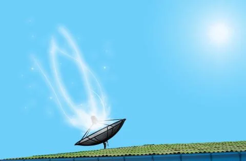 Data transmission  from the satellite Stock Illustration