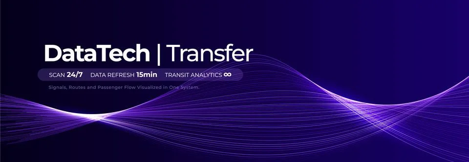 Data Transmission Stream, Neon Wavy Lines, Digital Information Transfer Visual Stock Illustration