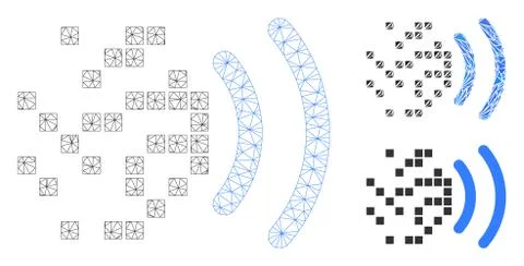 Data Transmission Vector Mesh Carcass Model and Triangle Mosaic Icon Illustrazione stock