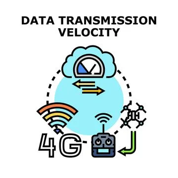 Data transmission velocity concept with network and wireless devices Stock Illustration