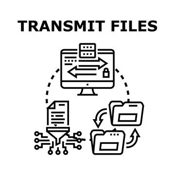 Data transmitting files securely between systems concept Stock Illustration