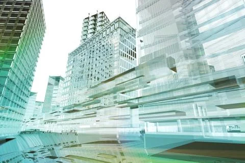 Data transport in future city Stock Illustration