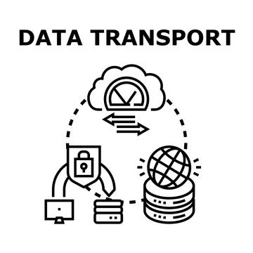 Data transport global cloud security network concept Illustrazione stock