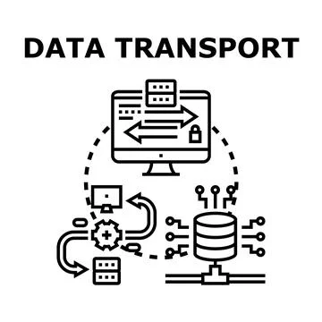 Data transport network transferring secure information concept 스톡 일러스트