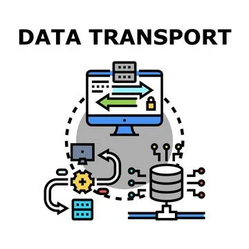 Data transport network transferring secure information concept 스톡 일러스트