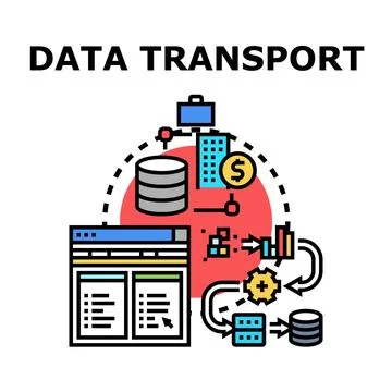 Data transporting process illustrating information exchange and management Stock Illustration