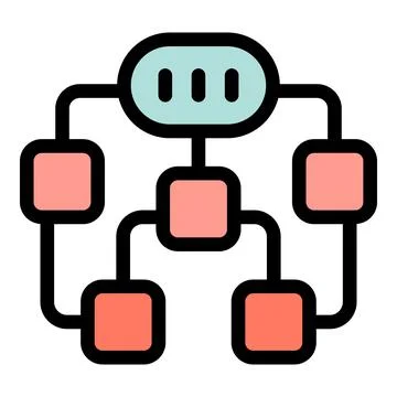 Data tree structure connecting multiple nodes representing hierarchy Stock Illustration