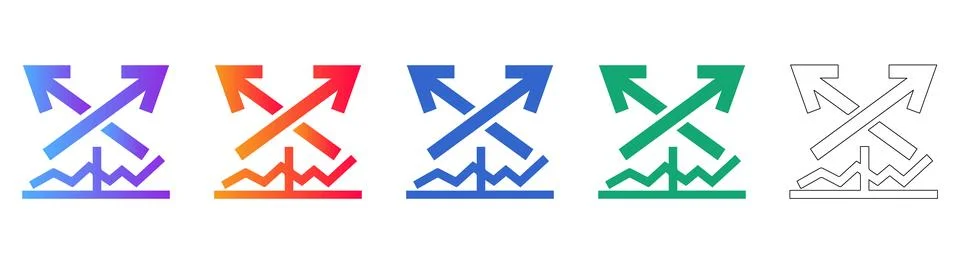 Data Trend and Strategy Icons in Gradient and Line Style 스톡 일러스트