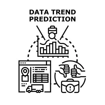 Data trend prediction and business analysis computing future Stock Illustration
