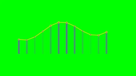 Data trend visualization represented as a line graph on a vibrant green scree Stock Footage 341822701