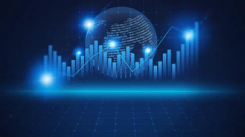 Data trends and analysis in a digital environment with global representation Stock Illustration
