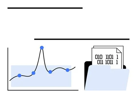 Data Trends and Digital Storage Analyzing Graphs and Binary Code in Modern .. Stock Illustration