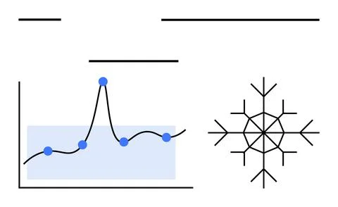 Data Trends and Patterns with a Snowflake for Metaphor in Statistical Analysi Illustrazione stock