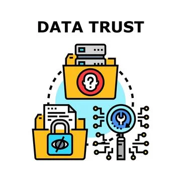 Data trust concept with security and management Illustrazione stock