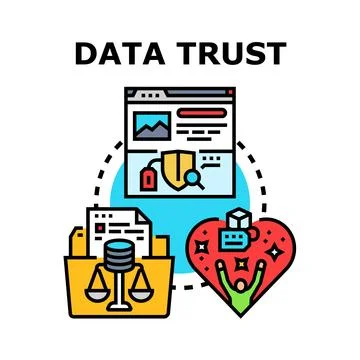 Data trust concept with security compliance and customer satisfaction Stock Illustration