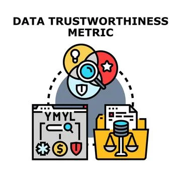 Data trustworthiness metric evaluating information reliability Stockillustratie