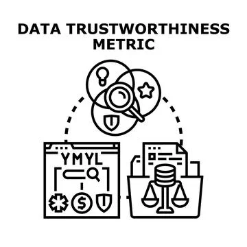 Data trustworthiness metric evaluating information reliability Stock Illustration
