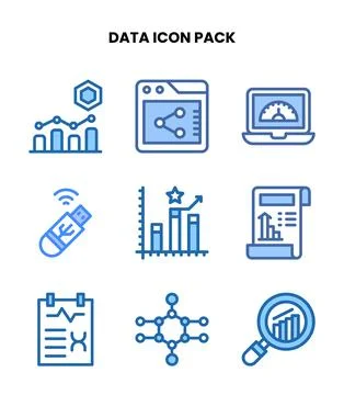 Data Two Colour Graphics Icons Pack Ilustração Stock
