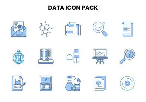 Data Two Colour Graphics Icons Pack 库存插图