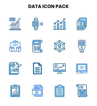 Data Two Colour Graphics Icons Pack 库存插图