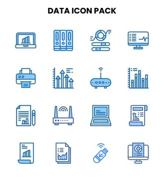 Data Two Colour Graphics Icons Pack Stock Illustration