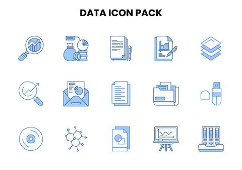 Data Two Colour UI Icons Pack Stock Illustration