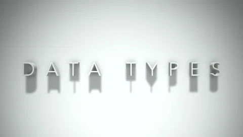 Data Types 3D title animation with shadows on a white background Stock Footage 296617920