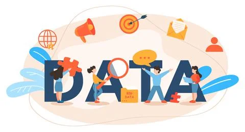 Data typographic header. Modern computer technology. Analyzing digital イラスト素材