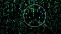 Data under magnifying glass binary spying spyglass HD Footage