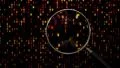 Data under magnifying glass binary spying spyglass HD Footage