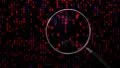 Data under magnifying glass binary spying spyglass HD Footage