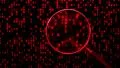 Data under magnifying glass binary spying spyglass HD Footage