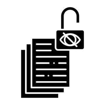 Data Unlock Glyph Icon Stock Illustration