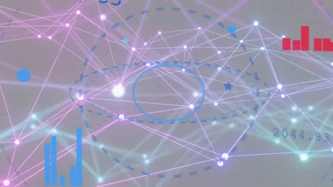 On data update 3D mesh tightening while glowing nodes pulsing and $152,133 label Stock Footage 334788150