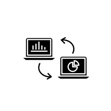 Data update black icon, vector sign on isolated background. Data update concept Illustrazione stock