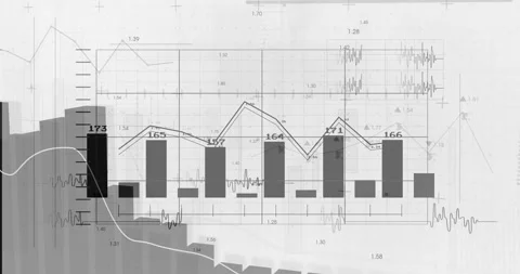 On data update chart animating bars rising, lines shifting, stepped fill sliding Stock Footage 331820638