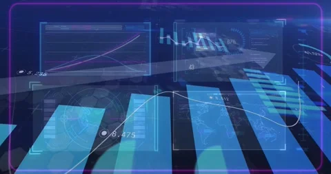 On data update, dashboard updating bars moving nodes sliding panels adjusting Stock Footage 328331093