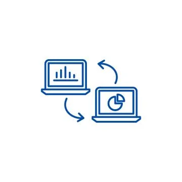 Data update line icon concept. Data update flat vector symbol, sign, outline Stock Illustration