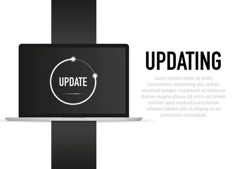 Data update or synchronize with bar process. Update on laptop. Illustrazione stock