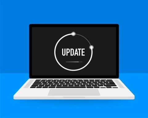 Data update or synchronize with bar process. Update on laptop and smartphone. Stock Illustration